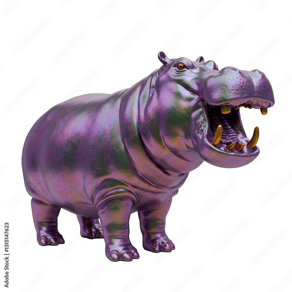 Fototapeta premium Hippo with Metallic Body Paint at Futuristic Dance Fest