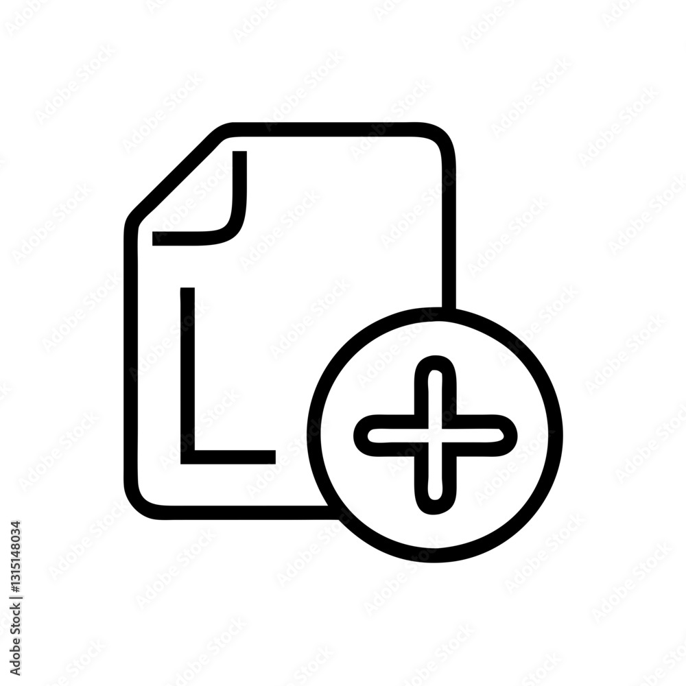 Add document icon representing file creation and digital interaction on a minimalistic background Add document icon representing file creation and digital interaction on a minimalistic background