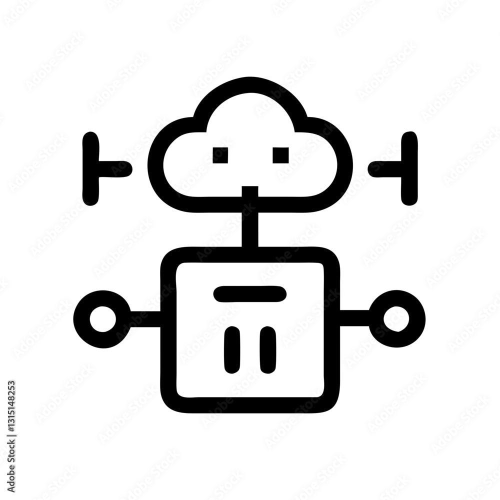 AI model icon featuring a robot with cloud connections
AI model icon featuring a robot with cloud connections