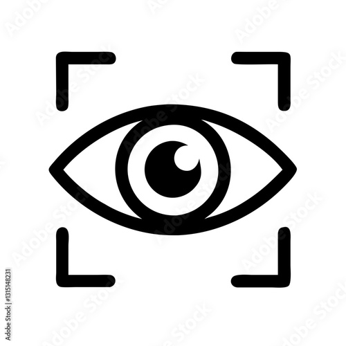 Biometric authentication icon featuring an eye with a focus frame

