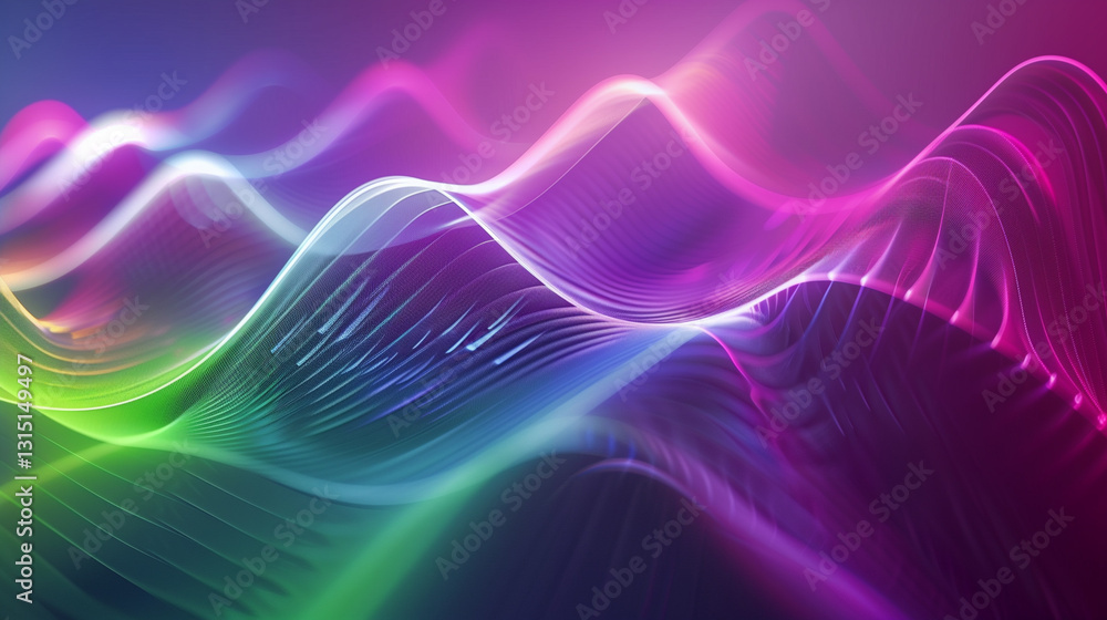 Abstract digital art featuring colorful, flowing wave-like patterns in shades of purple, pink, green, and blue. Abstract digital art featuring colorful, flowing wave-like patterns in shades of purple, pink, green, and blue.