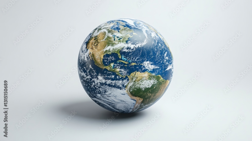 Fototapeta premium Pixelated 3D Earth Model On Light Gray Background