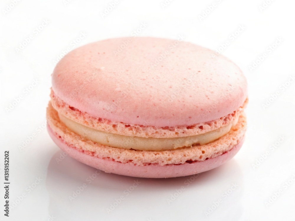 French Macaron Cookie with Light Pink Shell and Creamy Filling, Elegant Treat French Macaron Cookie with Light Pink Shell and Creamy Filling, Elegant Treat