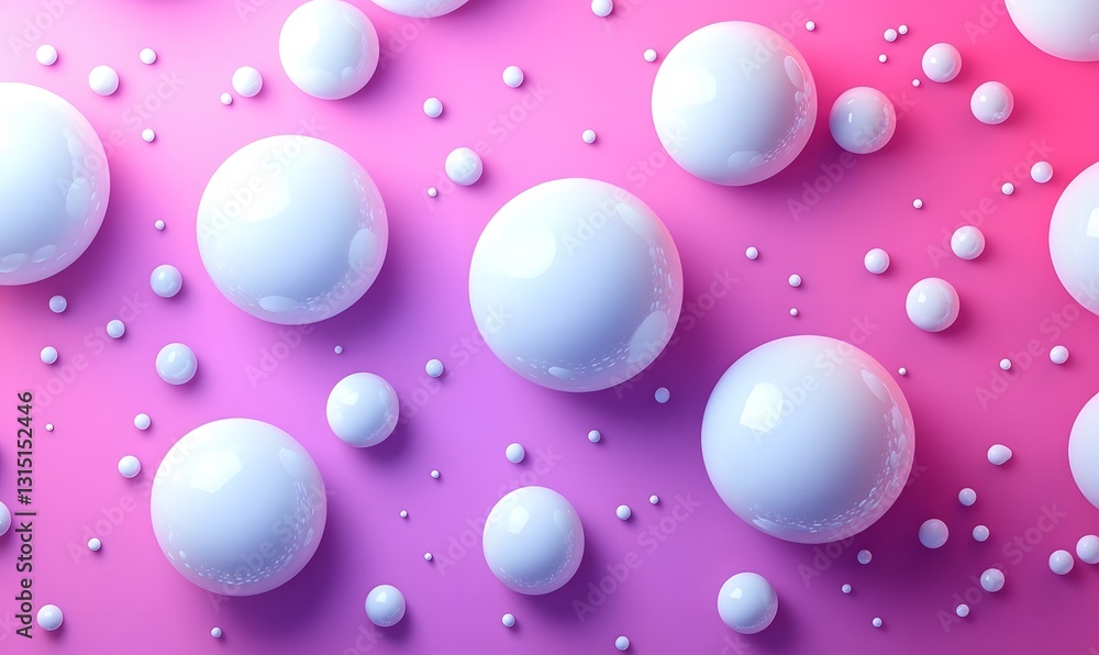 Elegant Arrangement of White Spheres on a Gradient Pink Background Elegant Arrangement of White Spheres on a Gradient Pink Background