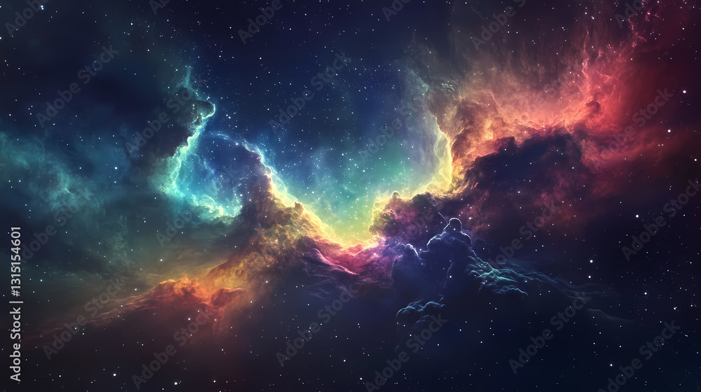 Ethereal luminous aurora unveiling cosmic mysteries of the nebulous abyss. Nebulous - Galaxy. Illustration Ethereal luminous aurora unveiling cosmic mysteries of the nebulous abyss. Nebulous - Galaxy. Illustration