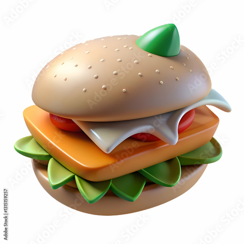 3D Render of a Delicious Cheeseburger