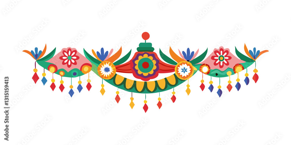 Obraz premium Ornamental folk border with floral elements