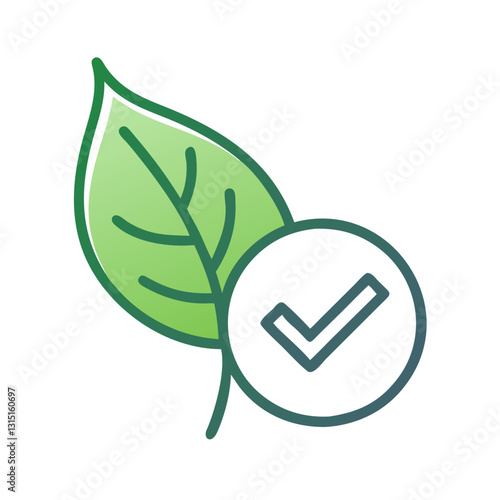 Organic leaf certification badge with checkmark