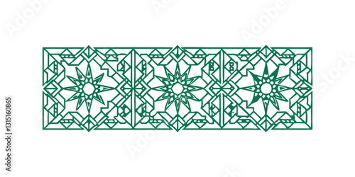 Green ornamental lattice pattern with floral details