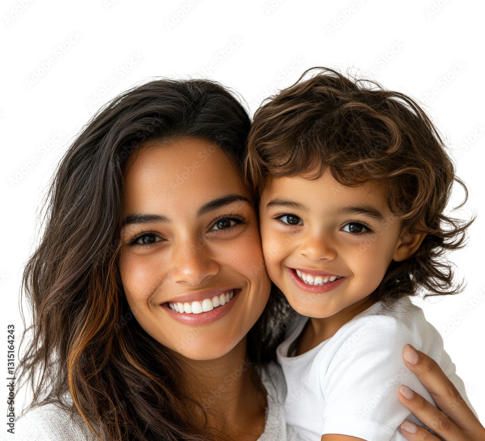 Joyful mother-child portrait isolated on transparent background, png Joyful mother-child portrait isolated on transparent background, png