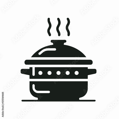 very simple flat and minimalist Steamer Pot silhouette in black on a white background