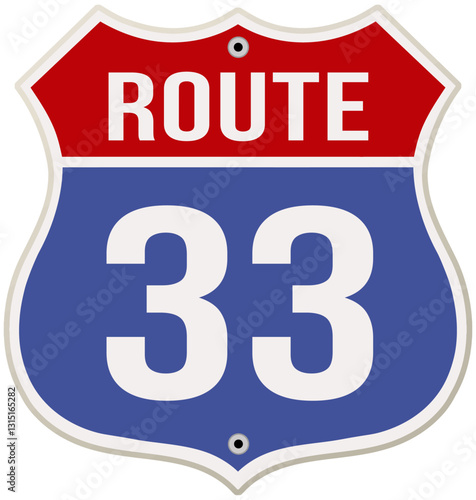 Route 33 Road Sign. Retro style vector illustration