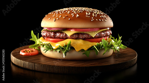 gourmet burger, beef burger, cheeseburger, grilled burger, juicy burger, melted cheese, American food, classic burger, comfort food, fast food, homemade burger, burger with pickles, lettuce, tomato, s