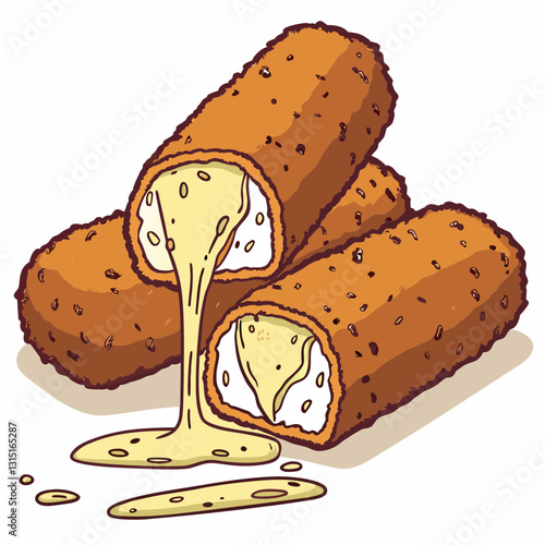 Realistic vector artwork of mozzarella sticks, perfect for food-related designs and illustrations.