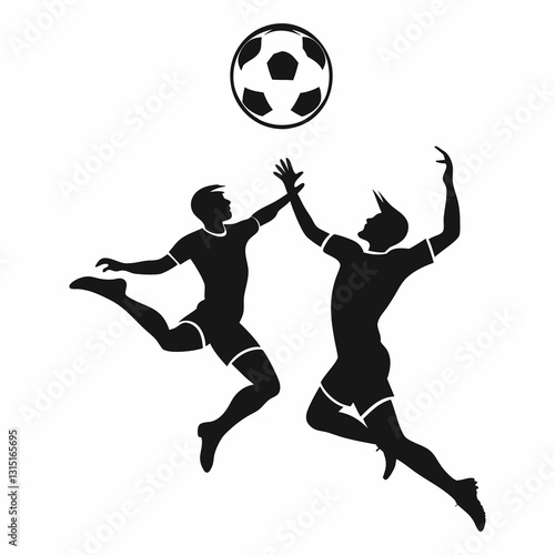 Football player heading the ball
