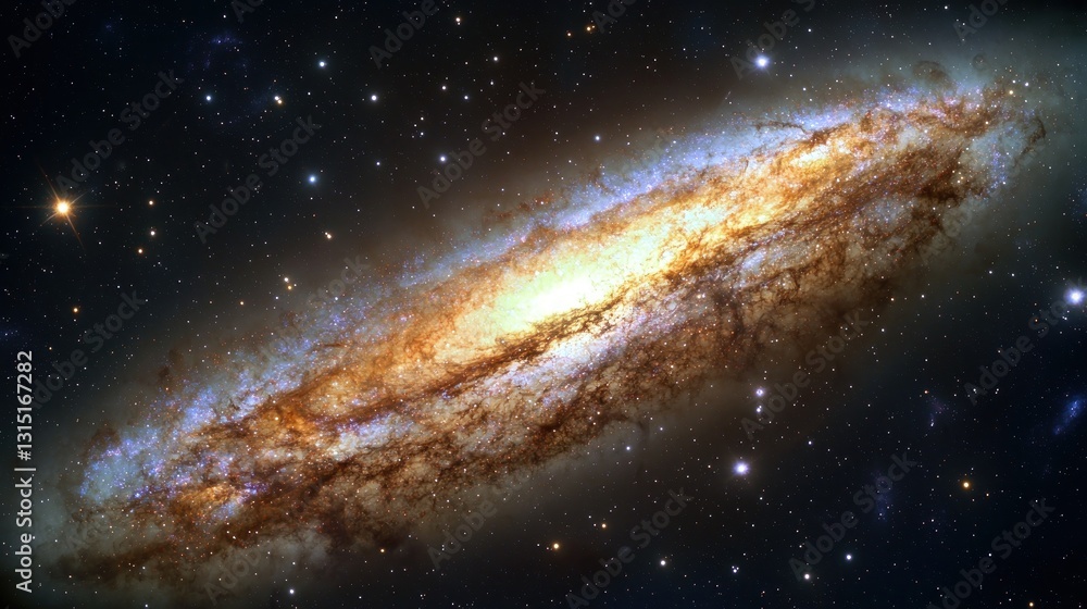 Fototapeta premium Spiral galaxy in deep space with many stars