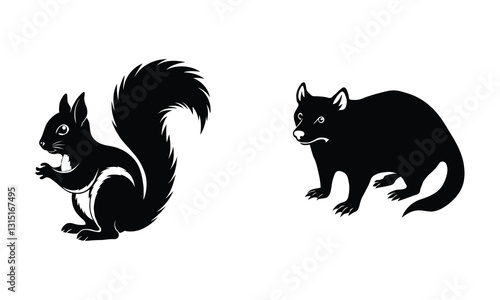 A bundle set of animals silhouette