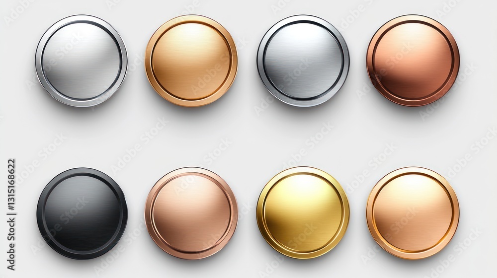 custom made wallpaper toronto digitalEight round metallic buttons in various colors and finishes.