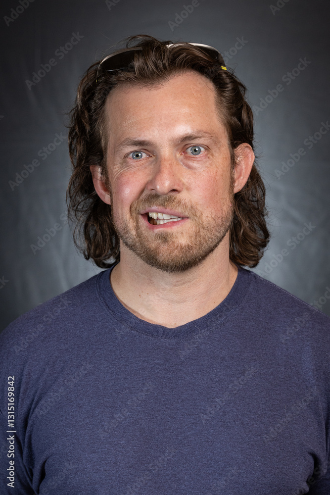 Fototapeta premium Adult male with Bell's Palsy or facial paralysis