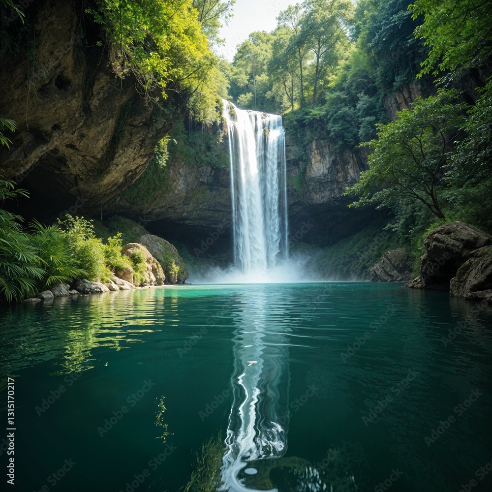 Naklejka premium Calm Waterfall Oasis