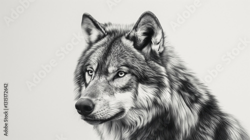 Black and White Wolf Illustration