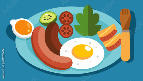 Wake up to the smell of fried salami plantains and eggs a traditional Dominican breakfast that never disappoints.. Vector illustration