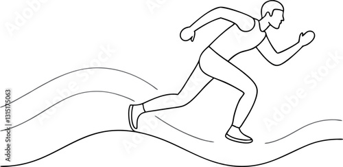 Fast Sprinter Line Drawing with Speed and Motion Effects on Track