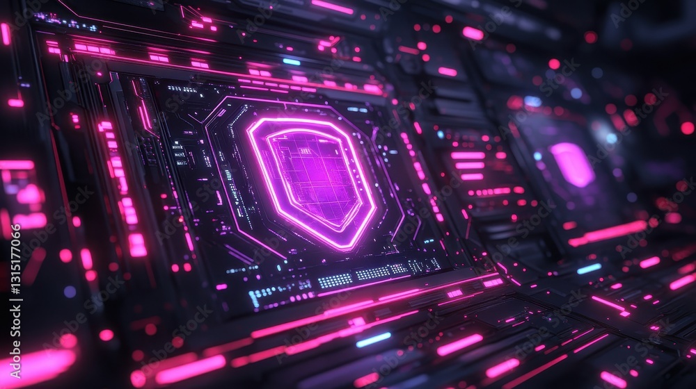 Obraz premium Data security visualization digital realm graphic design futuristic environment high-tech viewpoint