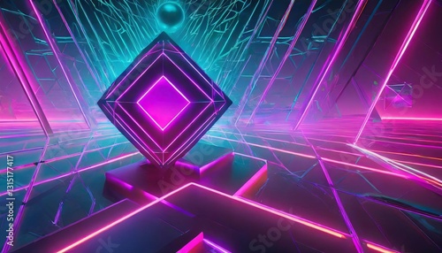 Abstract geometric shapes with neon colors