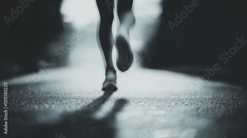 Obraz na płótnie Runner's legs in motion, blurred, dark tunnel. w salonie