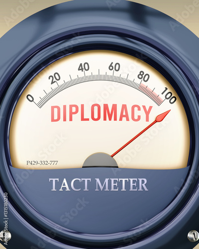 Quadro su tela Diplomacy and Tact Meter that is hitting a full scale, showing a very high level of diplomacy, overload of it, too much of it