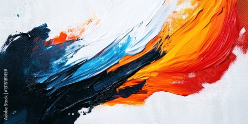 Abstract canvas artwork with brushstrokes blending vivid pigments