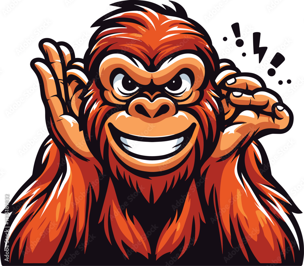 Obraz premium Mischievous Monkey Vector Art: Edgy PNGs for Branding & Party Invites 🎉🐵 