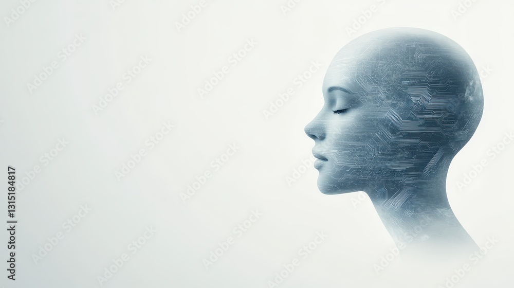 Striking portrait of a woman with futuristic, metallic face Striking portrait of a woman with futuristic, metallic face