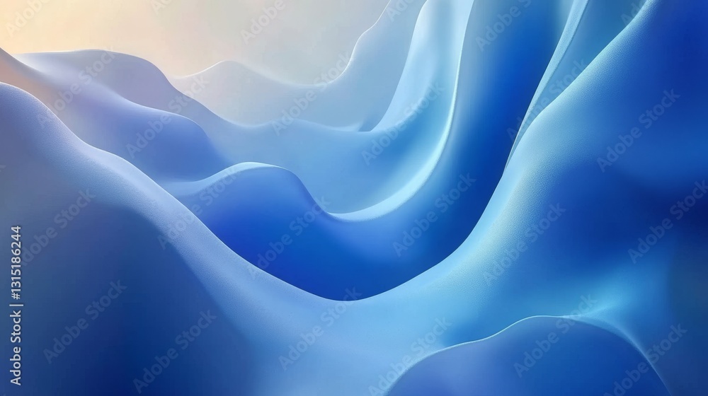 Obraz premium Dynamic, flowing blue waves in an elegant abstract design stand out against a clean white background
