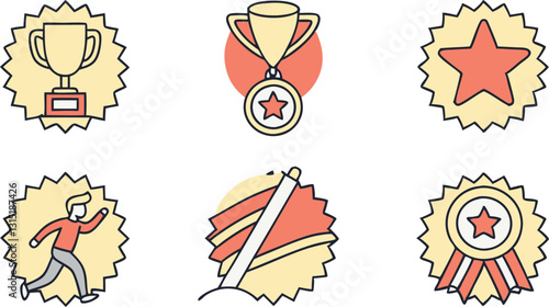 set of winning vector icons