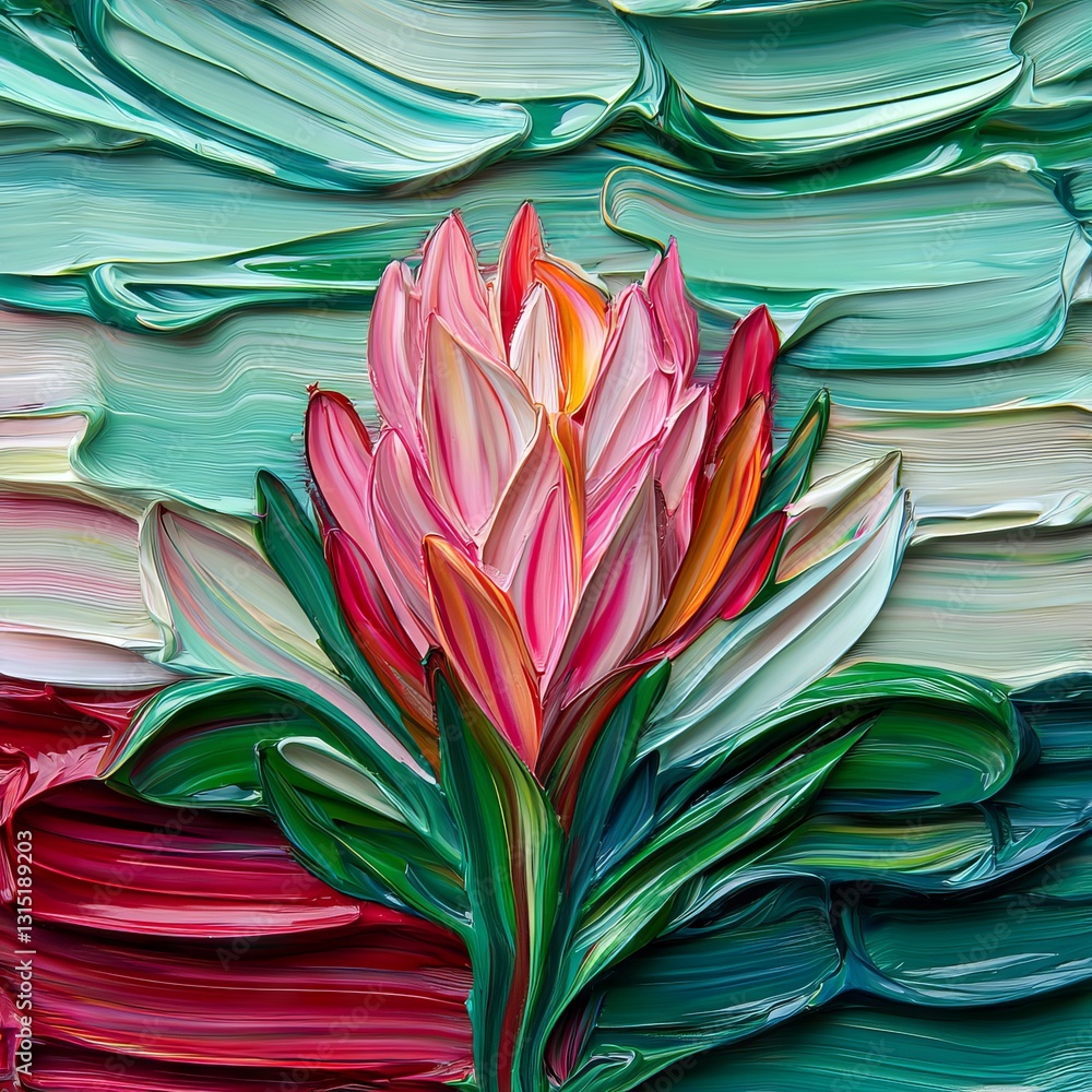 custom made wallpaper toronto digitalAbstract painting of a protea flower, vibrant colors, textured background