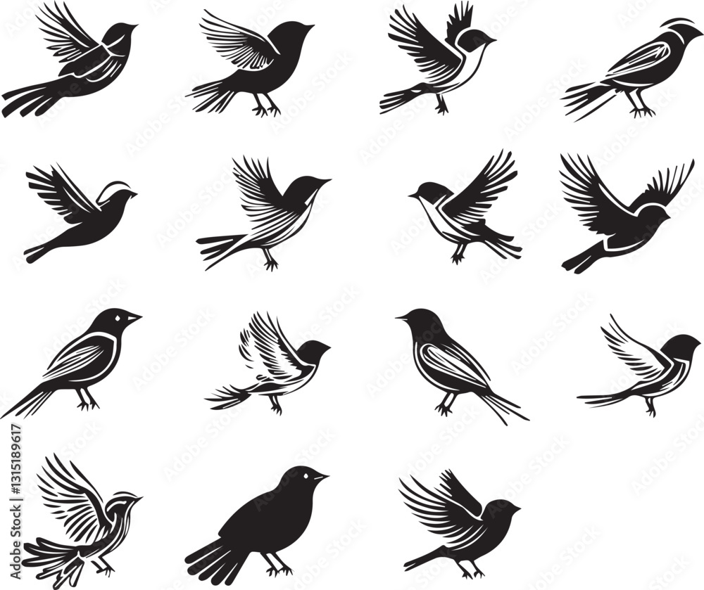 Vector set of birds flying Vector set of birds flying