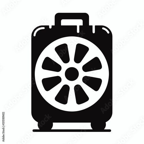 very simple flat and minimalist Suitcase Wheel silhouette in black on a white background