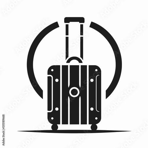 very simple flat and minimalist Suitcase Wheel silhouette in black on a white background