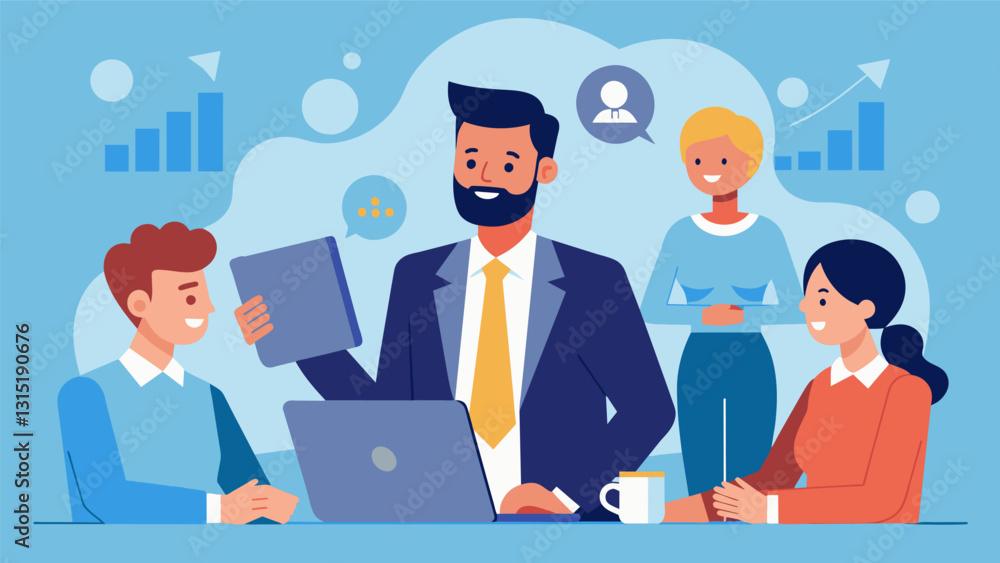 An exconsultant offers consulting services to consulting firms providing guidance and mentorship to new consultants and assisting with client projects.. Vector illustration An exconsultant offers consulting services to consulting firms providing guidance and mentorship to new consultants and assisting with client projects.. Vector illustration