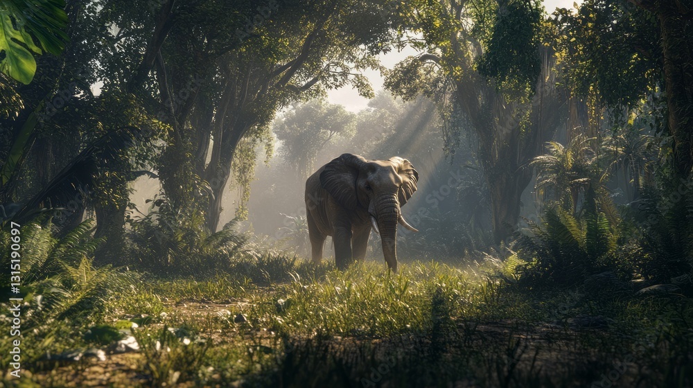 Naklejka premium Generic Majestic Elephant Perspective Hyper-realistic