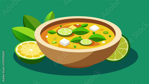 The tangy lime and cilantro flavors in ajiaco bring a refreshing and bright note to the otherwise warm and hearty dish.. Vector illustration