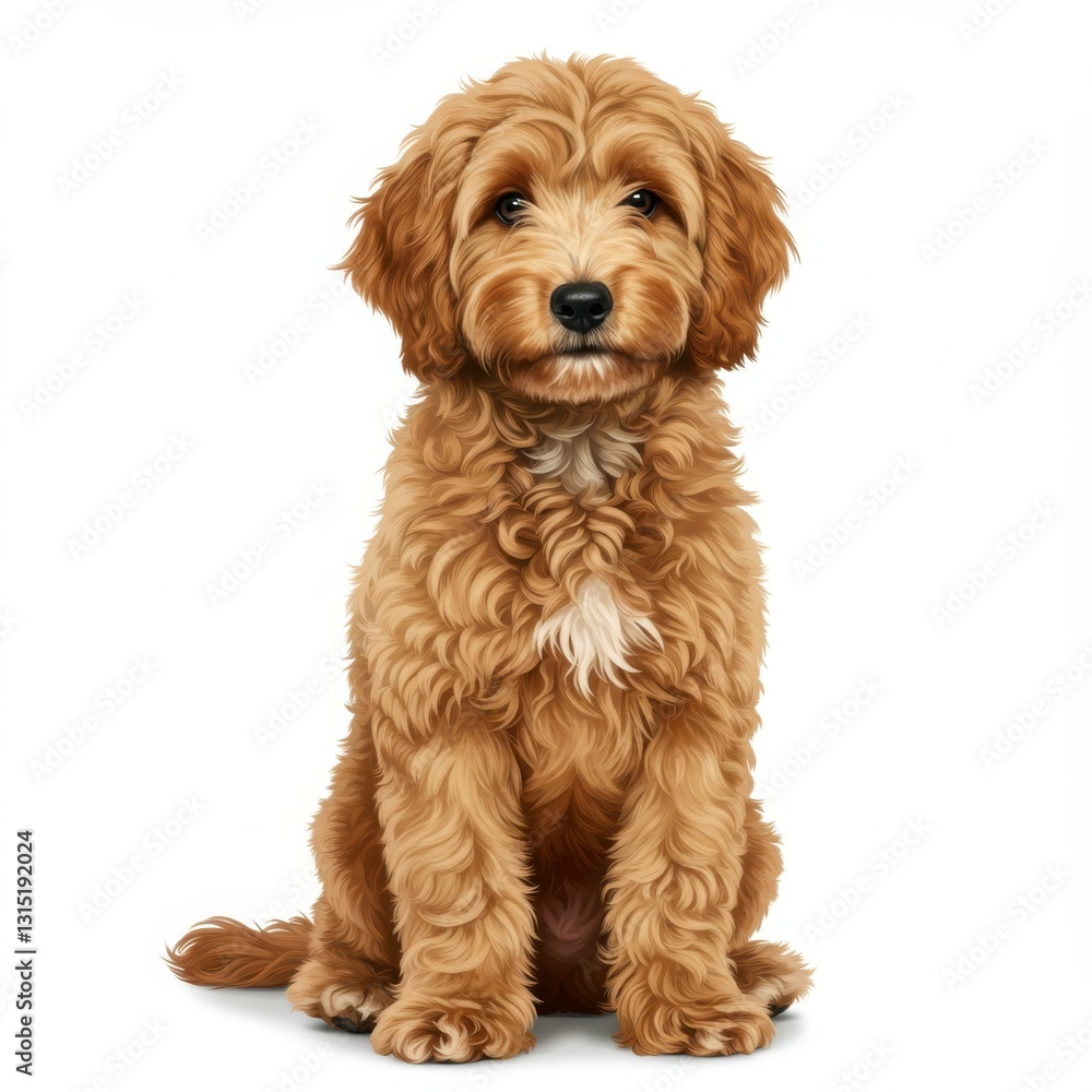 Adorable goldendoodle puppy, fluffy golden fur, soft brown eyes, sitting pose, white background, studio lighting, high detail, photorealistic, cute expression, pet portrait, professional photography, Adorable goldendoodle puppy, fluffy golden fur, soft brown eyes, sitting pose, white background, studio lighting, high detail, photorealistic, cute expression, pet portrait, professional photography,