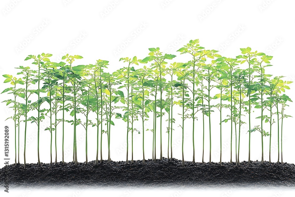 Obraz premium Young Moringa Trees Growing in Soil
