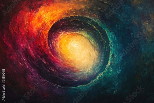 Wallpaper Mural Abstract swirling vortex painting; vibrant colors converge towards a radiant light source. Torontodigital.ca