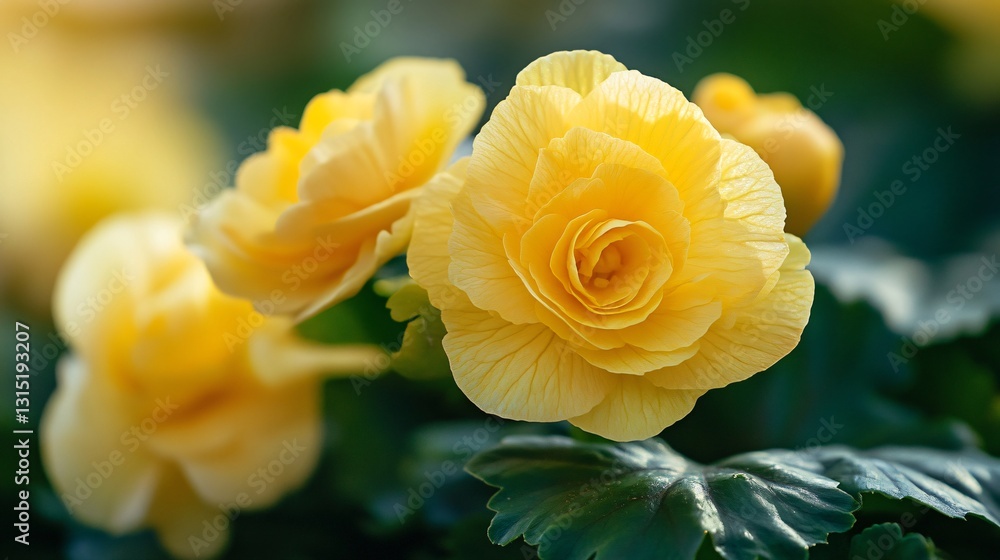 Vibrant yellow begonia flower coastal growth Vibrant yellow begonia flower coastal growth