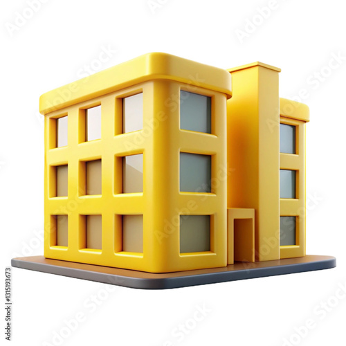 3d yellow building Isolated on a transparent background