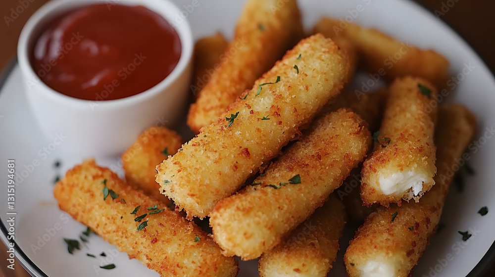 Golden crispy mozzarella sticks, air-fried to perfection, served as a healthier alternative with less oil and more cheese flavor. Golden crispy mozzarella sticks, air-fried to perfection, served as a healthier alternative with less oil and more cheese flavor.
