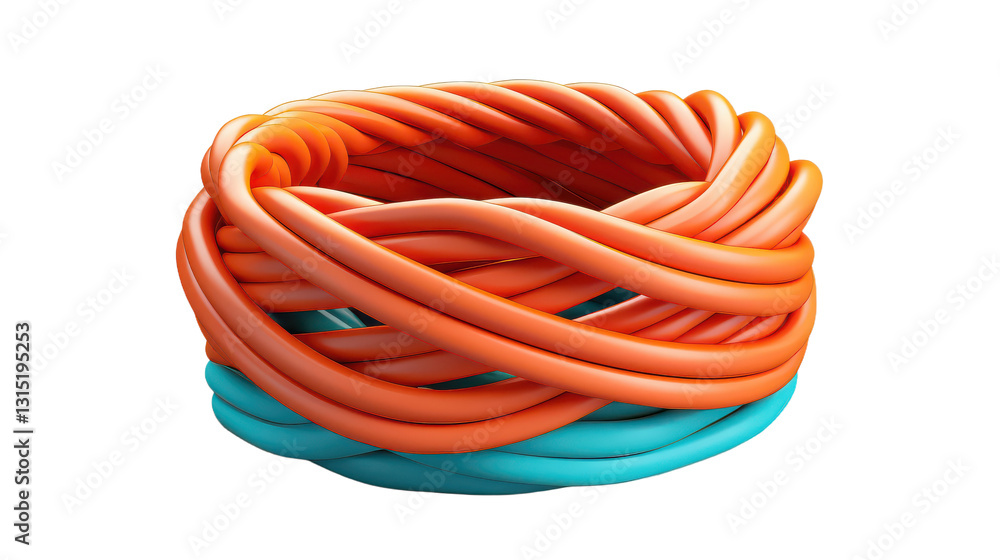 3D Cord Isolated on Transparent Background, PNG